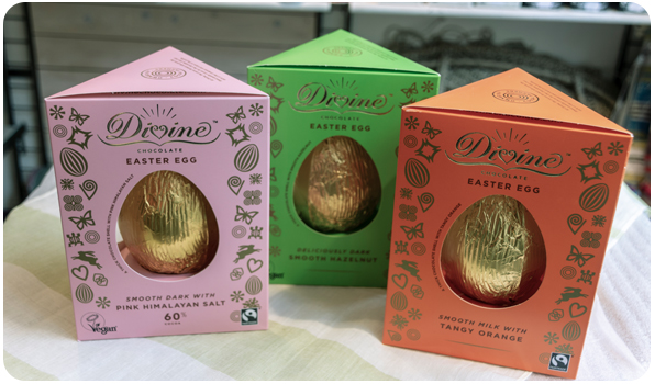 STORE PÅSKEÆG FRA DIVINE CHOCOLATE.